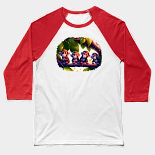 Funny monkeys gathering on a branch Baseball T-Shirt